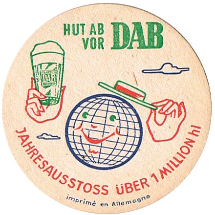 Vintage beer mat promoting DAB (Dortmunder Aktien Brauerei)