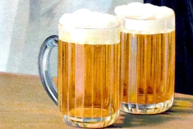 Two glasses of beer.