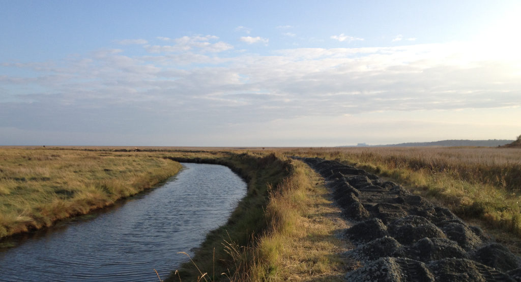 Flat marshlands in Suffolk.