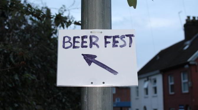 Beer Fest sign, Exeter, January 2015.