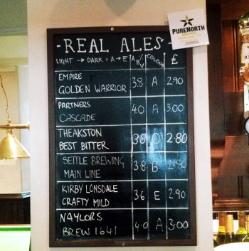 The ale list at the Talbot.