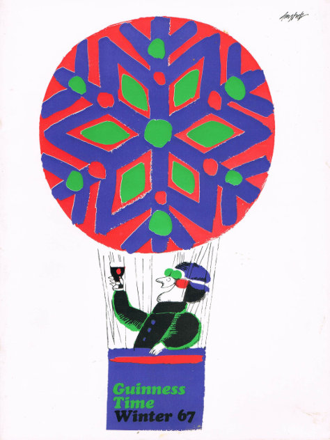 Winter 1967, front cover; a hot air balloonist drinking Guinness.