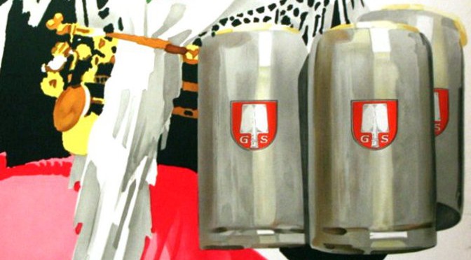 Four large steins of Spaten lager (detail from a poster c.1920s.)