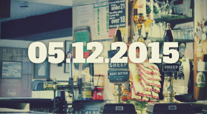 Today's date laid over an image of a pub counter in Yorkshire.
