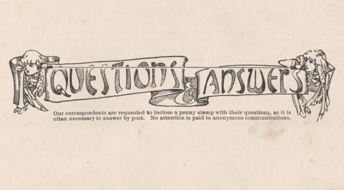 Questions & Answers -- 1906 magazine header graphic.