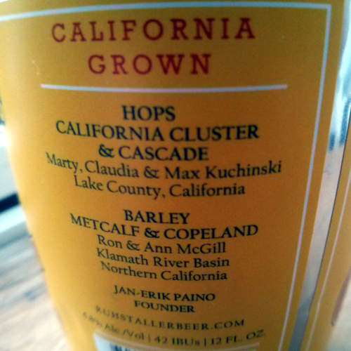 Labelling on Ruhstaller's can: hops, barley, etc.