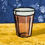 Illustration: a pint of beer with Van Gogh textures.