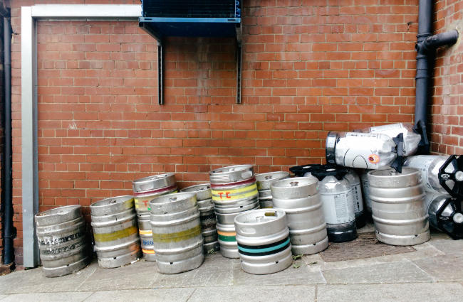 Kegs and casks behind the Free Trade Inn, Newcastle.