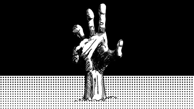 Illustration: grasping hand emerging from the depths.