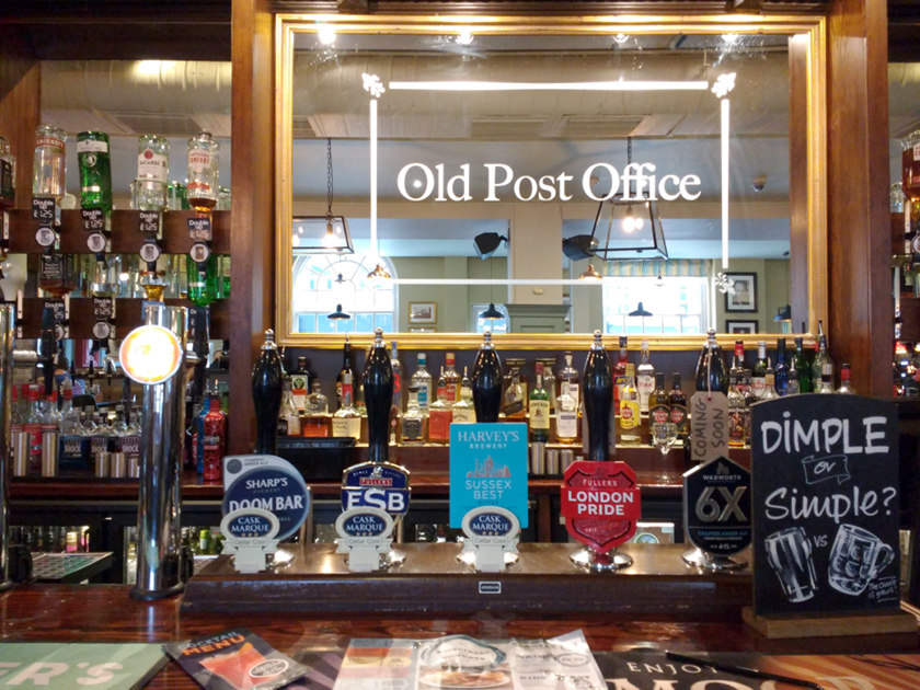 The bar at The Old Post Office.