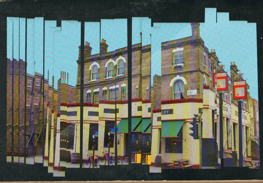 Collage: a fractured pub.