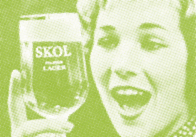 Detail from an advert for Skol, 1960.