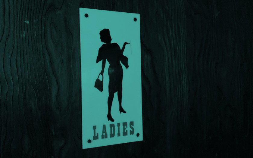 Sign for a ladies toilet.