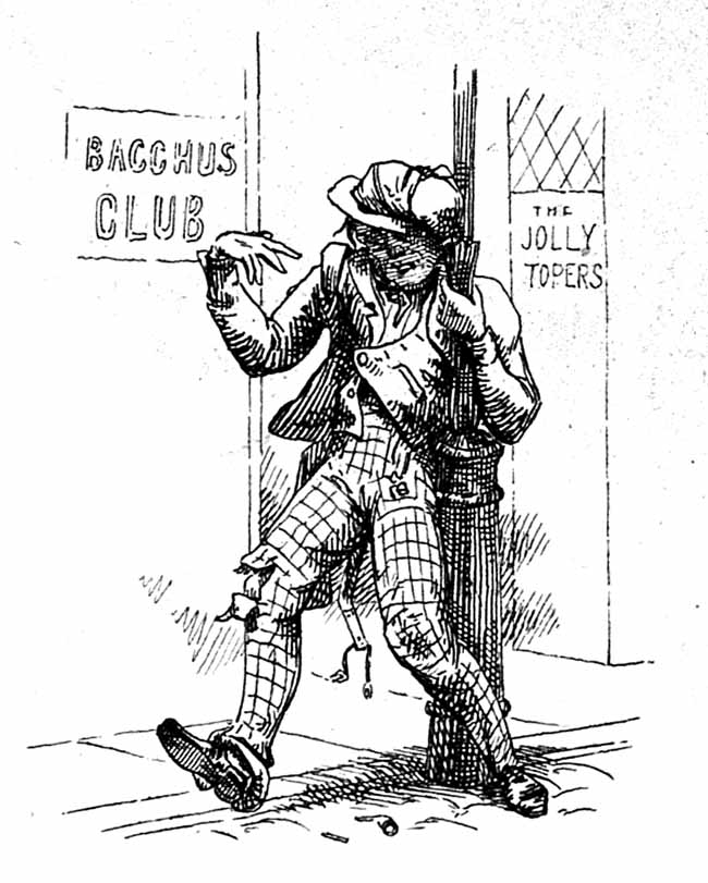 A drunk outside the Bacchus Club.