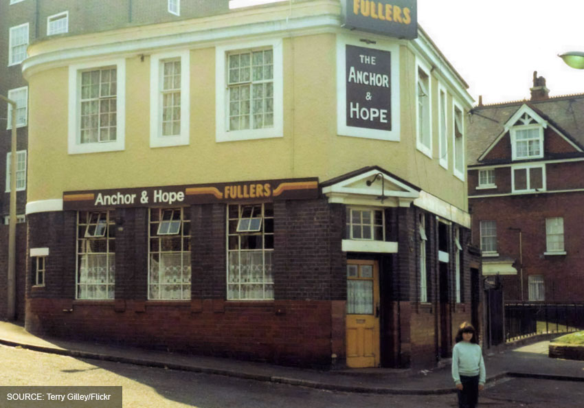 A Victorian pub with 1970s signage.