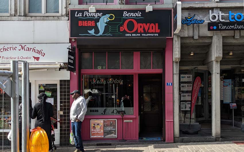A Belgian bar advertising Orval on its sign