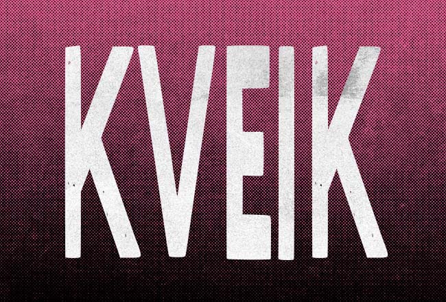 The word Kveik on a rough textured background.