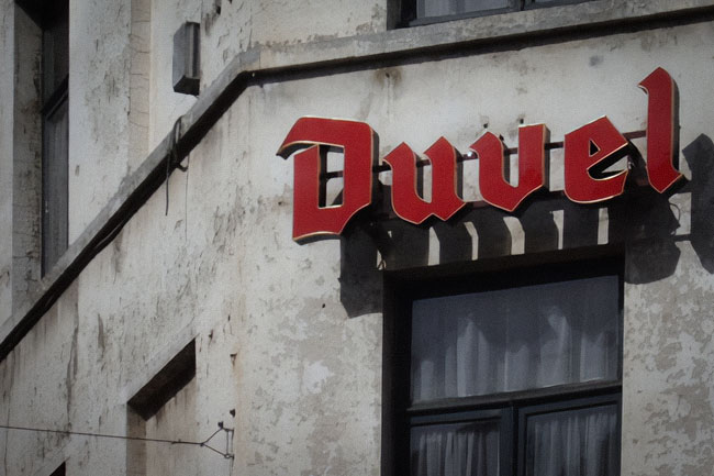 A sign advertising Duvel.
